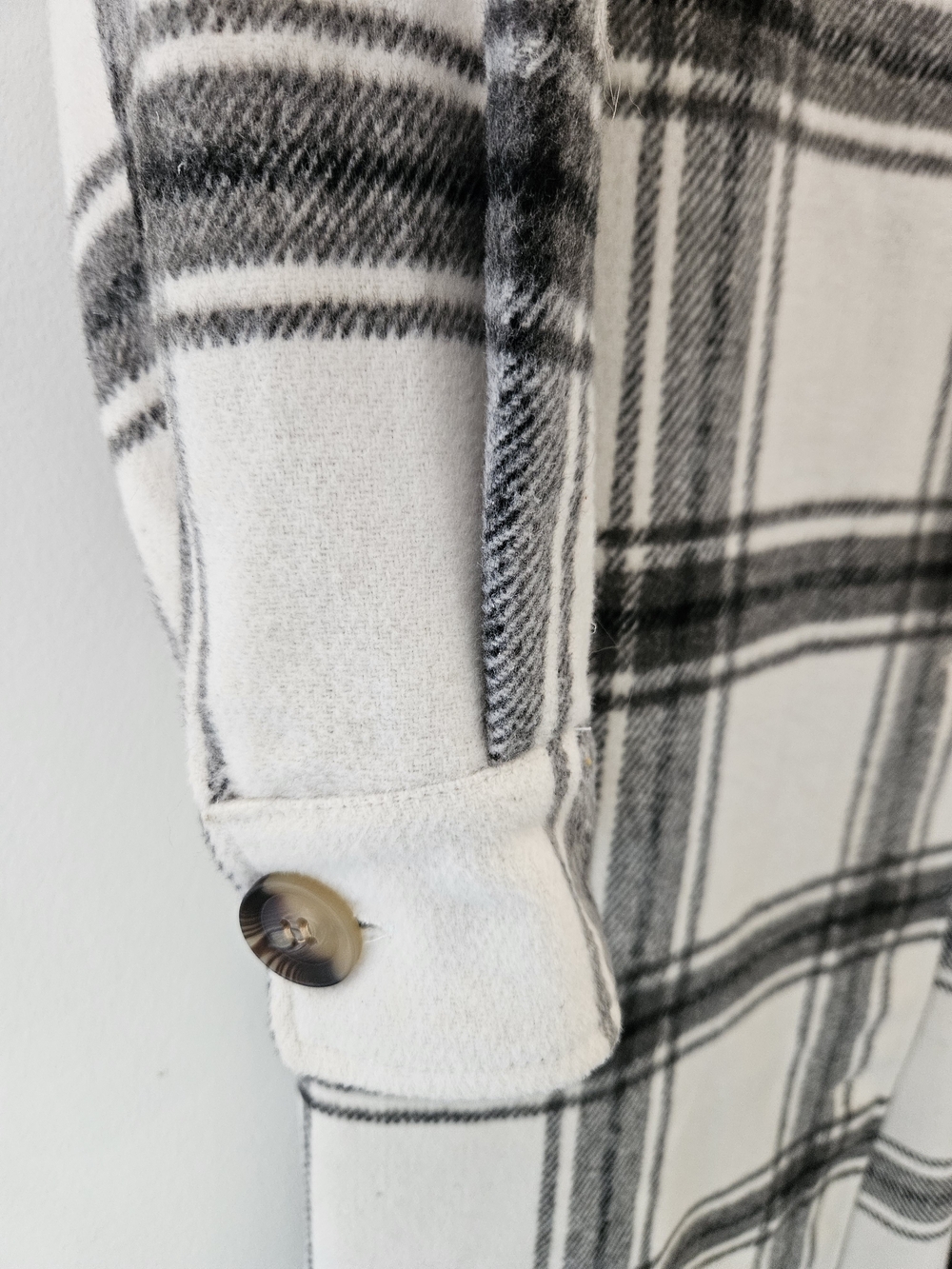 SO Black and White Plaid Pea Coat - Picture 5 of 6